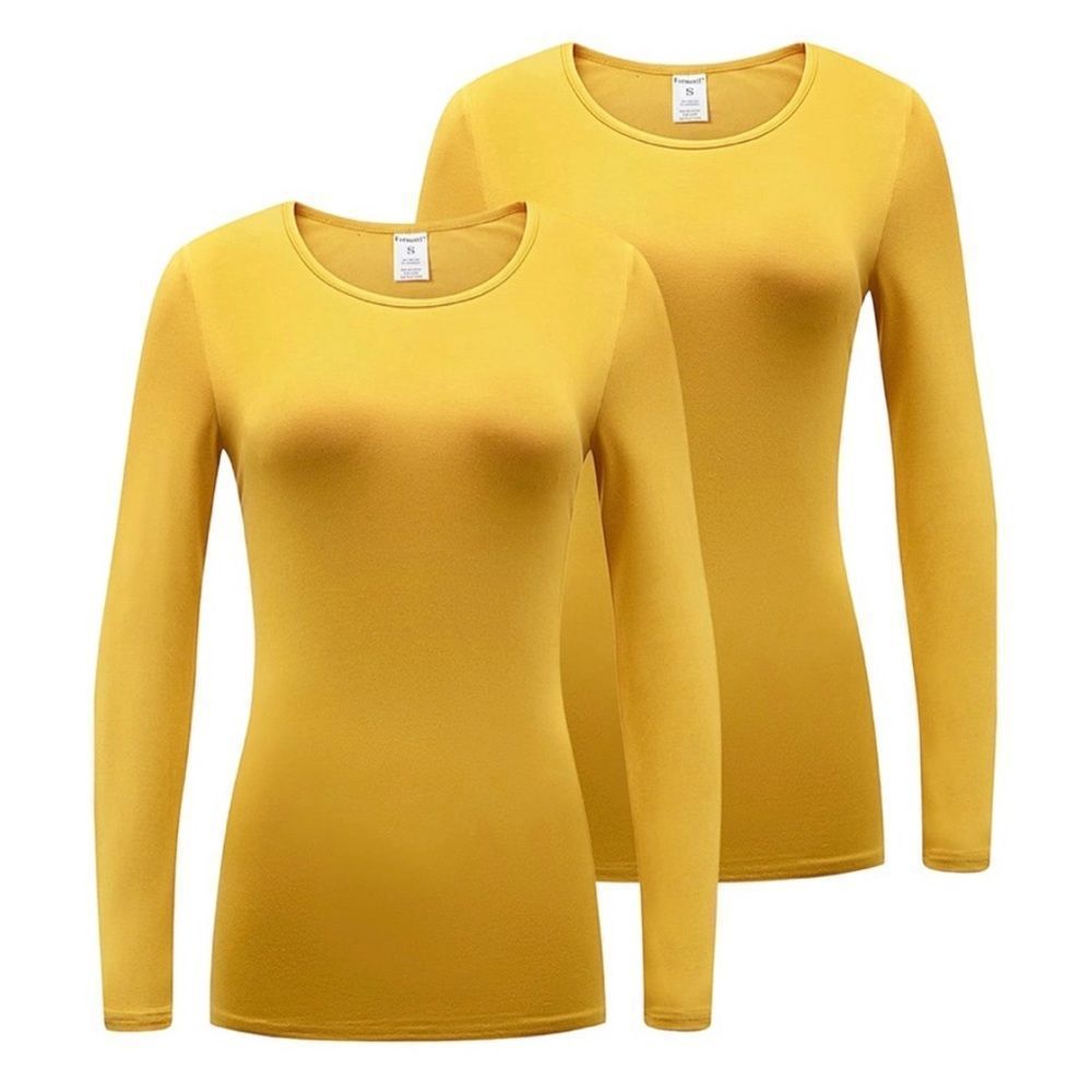 Women’s Long Sleeve T-Shirt Yellow Size Small (2-pack)